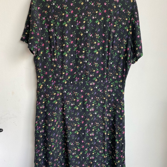Gap Fit and Flare Button Floral Dress - Black - Picture 4 of 5